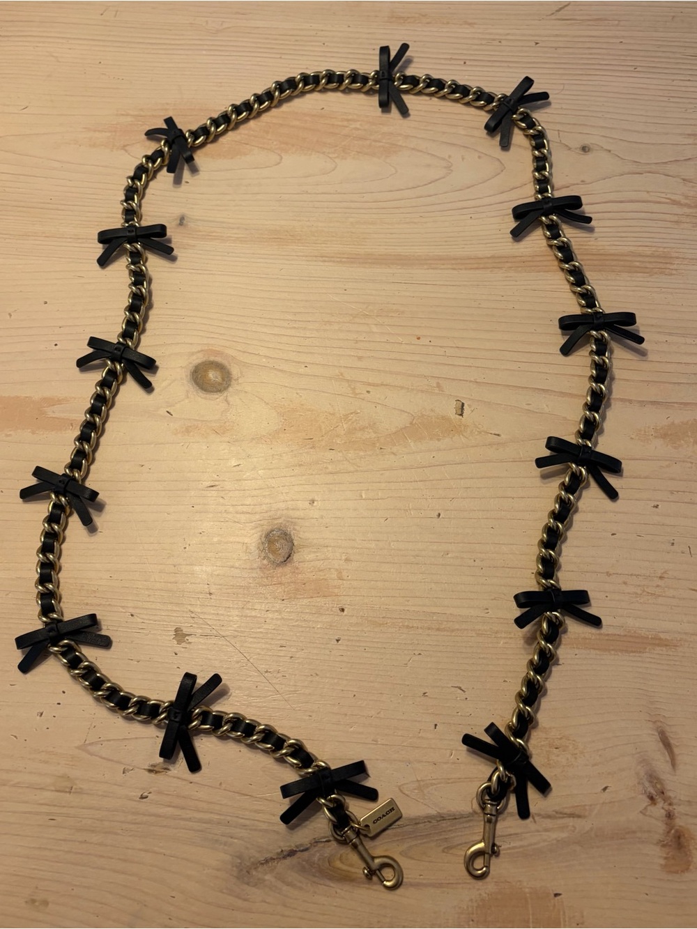 Coach Leather Chain Strap With Bows